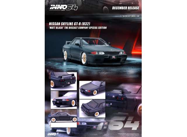 1/64 INNO64 IN64-R32-MB NISSAN SKYLINE GT-R (R32) MATT BLACK THE DIECAST COMPANY SPECIAL EDITION