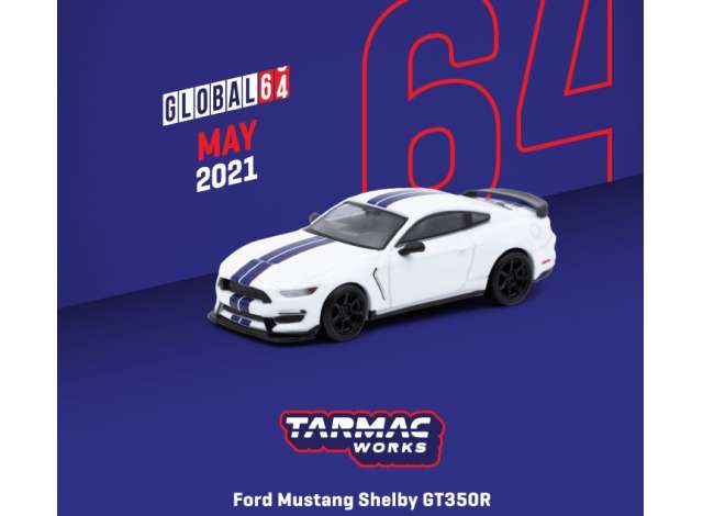 1/64 TARMAC T64G-011-WH FORD MUSTANG SHELBY GT350R WHITE METALLIC