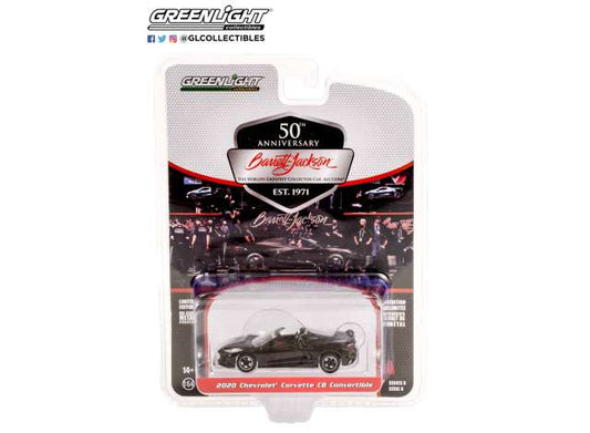 1/64 GREENLIGHT GL37240-D BARRETT JACKSON SERIES 8 2020 CHEVROLET CORVETTE C8 CONVERTIBLE (LOT #3003) BLACK WITH ADRENALINE RED INTERIOR