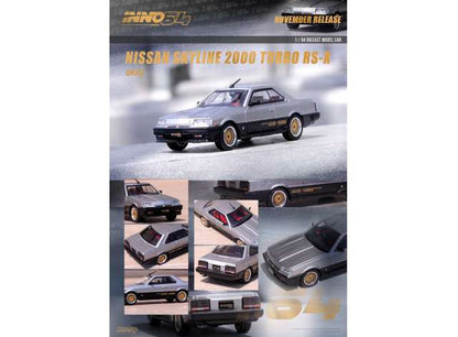 1/64 INNO64 IN64-R30-SLBL NISSAN SKYLINE 2000 TURBO RS-X (DR30), SILVER/BLACK WITH GOLD RIMS