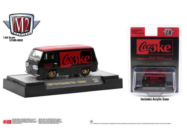 1/64 M2 MACHINES M2-51500HS02 1966 FORD ECONOLINE VAN CUSTOM LOWERED CHASSIS COCA COLA