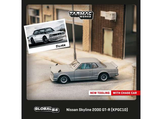 1/64 TARMAC TC-T64G043SL NISSAN SKYLINE 2000 GT-R KPGC10, SILVER