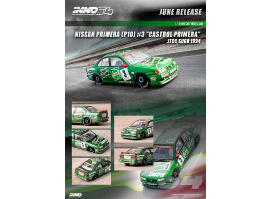 1/64 INNO64 IN64P10CA3 1994 NISSAN PRIMERA (P10) #3 CASTROL PRIMERA JTCC SUGO, GREEN