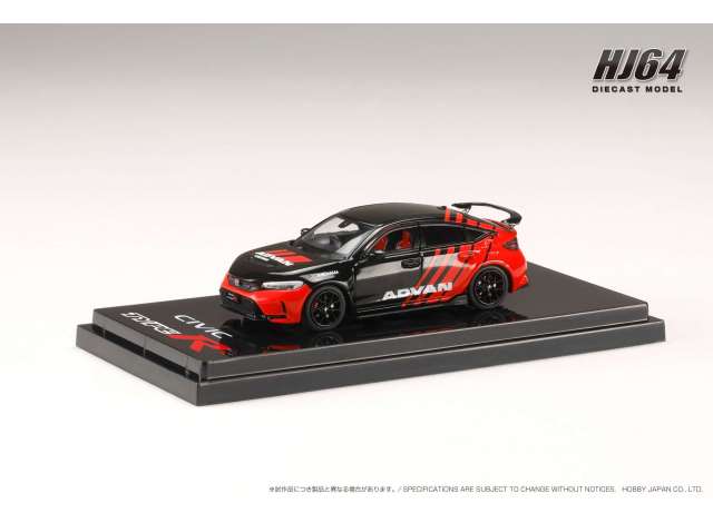 1/64 HOBBY JAPAN HJ641063AV HONDA CIVIC TYPE R (FL5) *YOKOHAMA ADVAN COLOR (CUSTOMIZED COLOR VER.)*, BLACK/RED