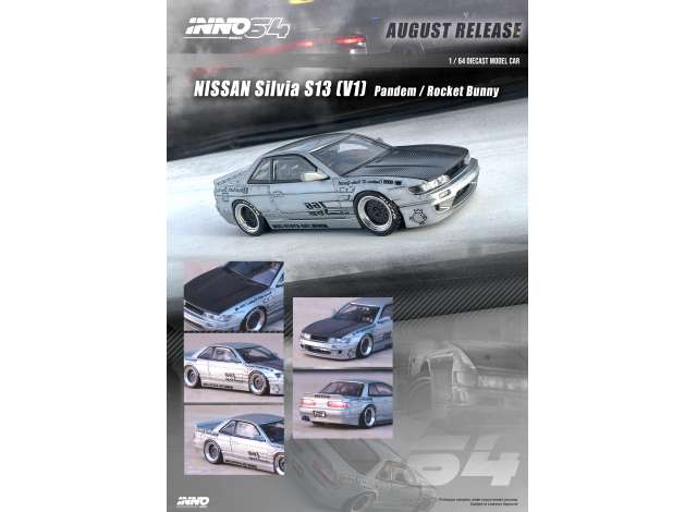 1/64 INNO64 IN64S13V1SIL NISSAN SILVIA (S13) V1 PANDEM *ROCKET BUNNY*, SILVER