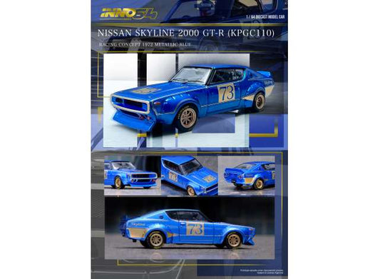 1/64 INNO64 IN64-KPGC110RC-BLU NISSAN SKYLINE 2000 GT-R (KPGC110) RACING CONCEPT BLUE