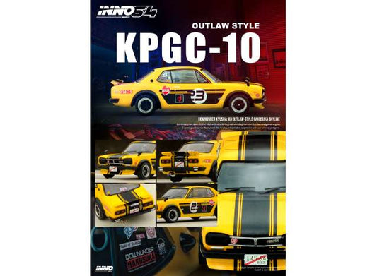 1/64 INNO64 IN64-KPGC10-YL23 NISSAN SKYLINE 2000 GT-R (KPGC10) YELLOW / BLACK #23