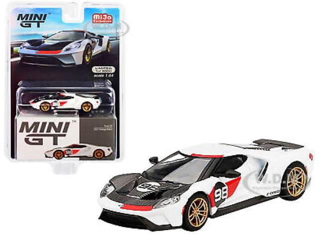 1/64 MINI GT MGT00313MJ FORD GT 2021 KEN MILES HERITAGE VERSION #98, WHITE/BLACK