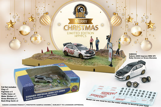 1/64 
BM CREATIONS 64B0244 SUBARU 2009 IMPREZA WRX STI RALLY VERSION (RHD) WITH DIORAMA 2022 CHRISTMAS EDITION