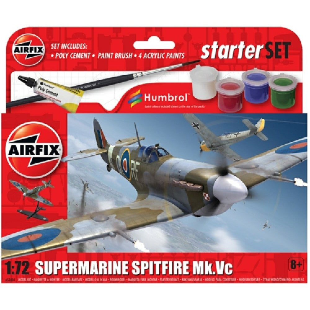 THIS ITEM IS AVAILABLE TO ORDER FROM OUR SUPPLIER - 1/72 AIRFIX AX55001 SMALL BEGINNERS SET SUPERMARINE SPITFIRE MKVC (PLASTIC KIT)