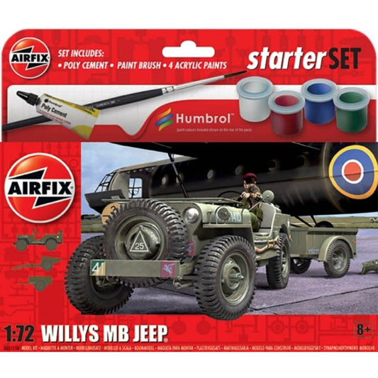 THIS ITEM IS AVAILABLE TO ORDER FROM OUR SUPPLIER - 1/72 AIRFIX AX55117A HANGING GIFT SET - WILLYS MB JEEP (PLASTIC KIT)