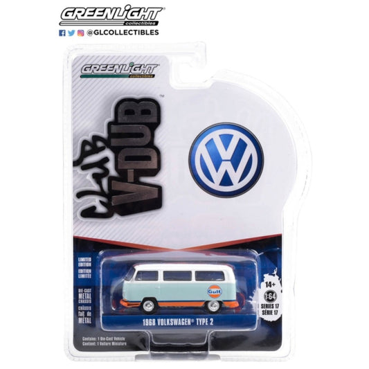 1/64 GREENLIGHT GL36080-C CLUB VEE DUB SERIES 17 - 1968 VOLKSWAGEN TYPE 2 (T2) - GULF OIL