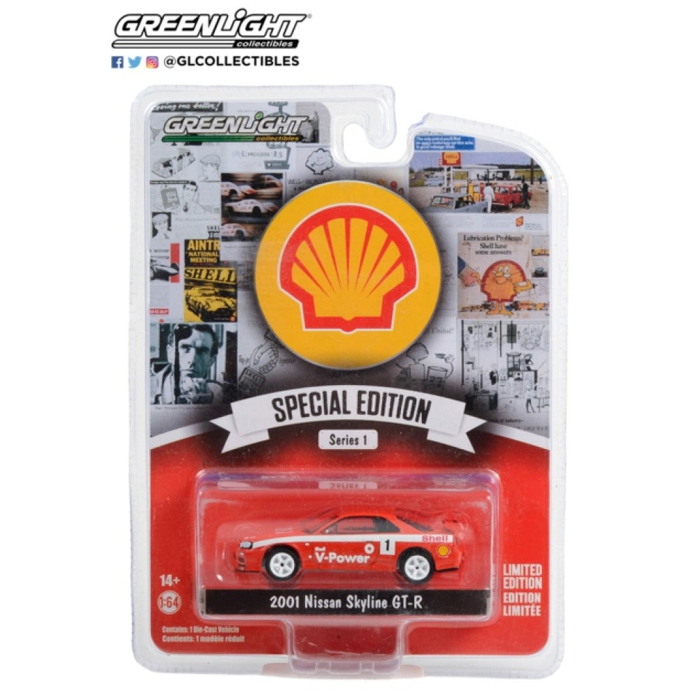 1/64 GREENLIGHT GL41125-D SHELL OIL SPECIAL EDITION SERIES 1 2001 NISSAN SKYLINE GT-R #1