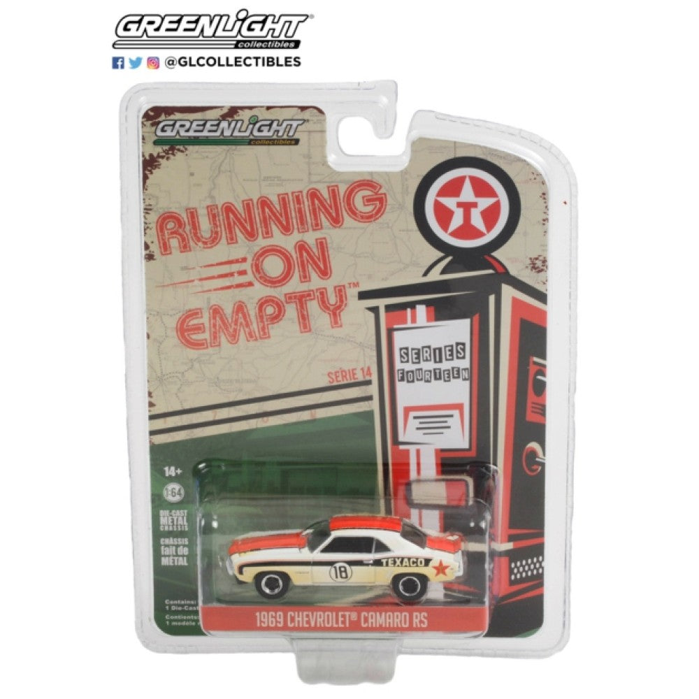 1/64 GREENLIGHT 41140-B RUNNING ON EMPTY SERIES 14 - 1969 CHEVROLET CAMARO RS TEXACO