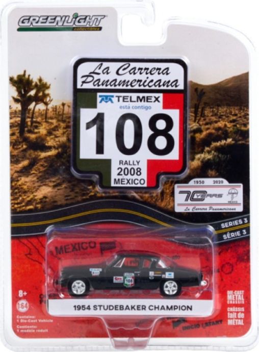 1/64 GREENLIGHT GL13280-B LA CARRERA PANAMERICANA SERIES 3 1954 STUDEBAKER CHAMPION #108 2008 RALLY MEXICO