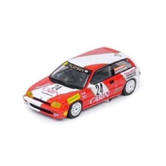 THIS ITEM IS AVAILABLE TO ORDER FROM OUR SUPPLIER - 1/64 INNO64 IN64EATMGP21CB 1988 HONDA CIVIC SI E-AT CABIN 24 TOMOHIKO TSUTSUMI 2ND 1600CC CLASS MACAU GUIA RACE, RED/WHITE