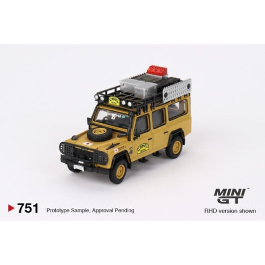 1/64 MINI GT MGT00751-R LAND ROVER DEFENDER 110 1989 CAMEL TROPHY AMAZON TEAM JAPAN (RHD)