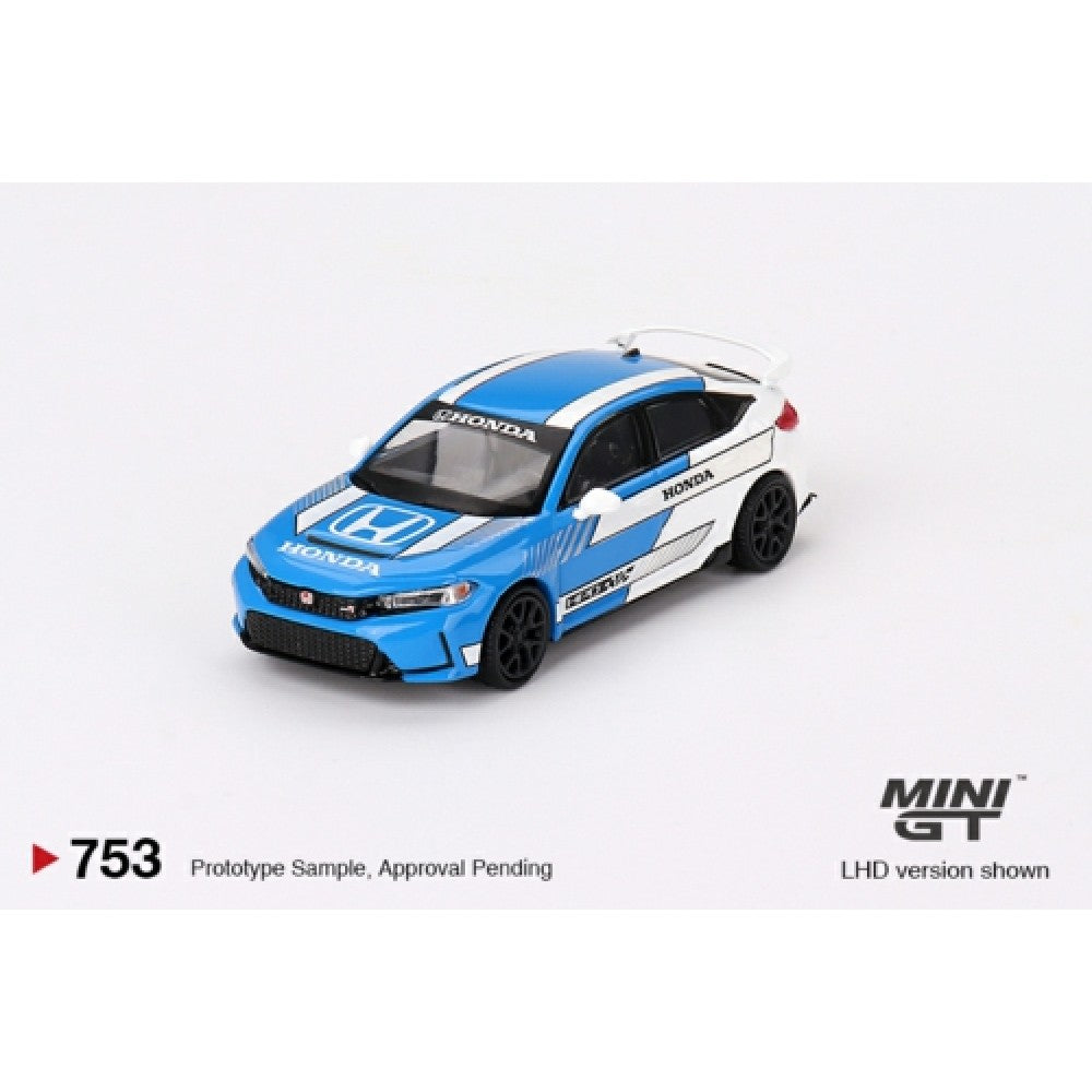 1/64 MINI GT MGT00753-L HONDA CIVIC TYPE R NO.3 2023 PACE CAR BLUE (LHD)