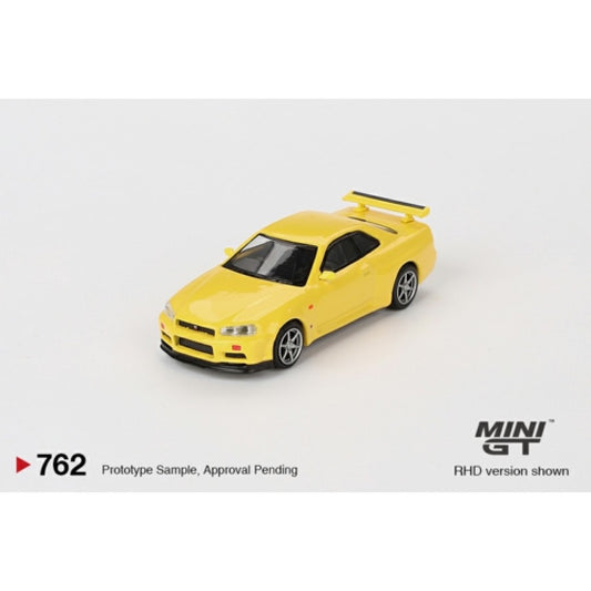 1/64 MINI GT MGT00762-R NISSAN SKYLINE GT-R (R34) V-SPEC LIGHTNING YELLOW (RHD)