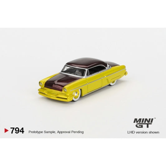 1/64 MINI GT MGT00794-BL LINCOLN CAPRI HOT ROD 1954 LIME YELLOW (LHD) (BLISTER PACKAGING)