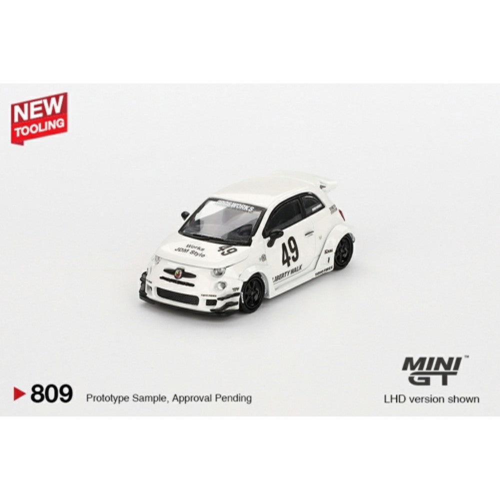 PRE ORDER STOCKS DUE MARCH / APRIL 2025 1/64 MINI GT MGT00809-L LB-WORKS X ABAS WORKS ABARTH 595 GARA WHITE (LHD)