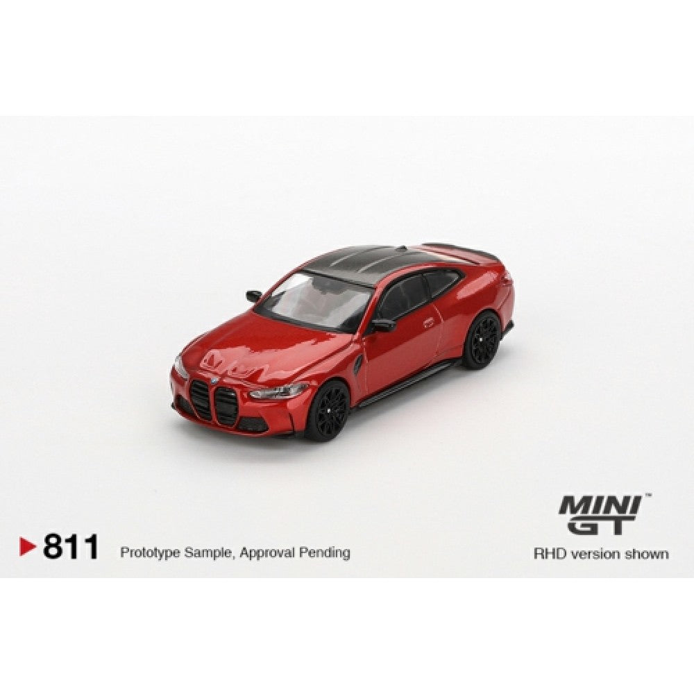 PRE ORDER STOCKS DUE MARCH / APRIL 2025 1/64 MINI GT MGT00811-BL BMW M4 COMPETITION (G82) SAKHIR ORANGE (LHD) BLISTER PACKAGING