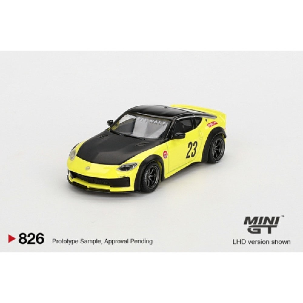 PRE ORDER STOCKS DUE FEBRUARY / MARCH 2025 1/64 MINI GT MGT00826-BL NISSAN Z LB NATION WORKS IKAZUCHI YELLOW (LHD) BLISTER PACKAGING