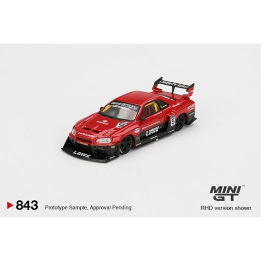 PRE ORDER STOCKS DUE MARCH / APRIL 2025 1/64 MINI GT MGT00843-BL NISSAN LB-ER34 SUPER SILHOUETTE SKYLINE RED/BLACK (RHD) BLISTER PACKAGING