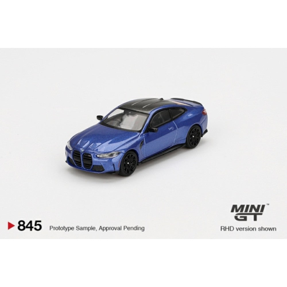 PRE ORDER STOCKS DUE MARCH / APRIL 2025 1/64 MINI GT MGT00845-BL BMW M4 COMPETITION (G82) PORTIMAO BLUE (LHD) BLISTER PACKAGING