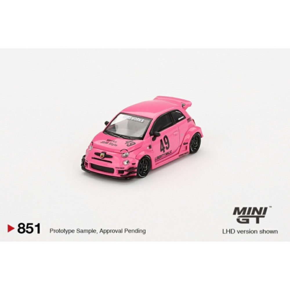 PRE ORDER STOCKS DUE MARCH / APRIL 2025 1/64 MINI GT MGT00851-R ABARTH 595 LB-WORKS X ABAS WORKS PINK (RHD)