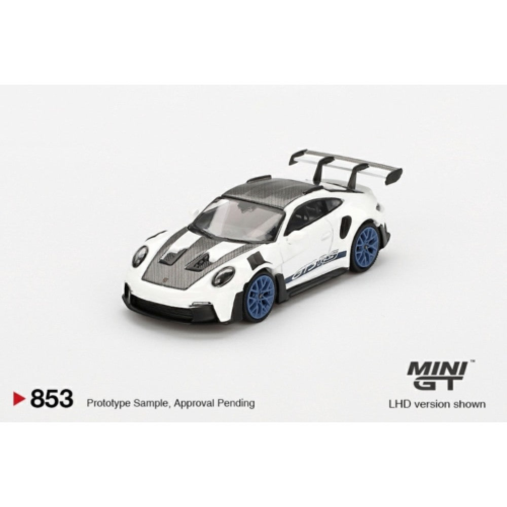 PRE ORDER STOCKS DUE MARCH / APRIL 2025 1/64 MINI GT MGT00853-BL PORSCHE 911 (992) GT3 RS WEISSACH PACKAGE WHITE W/INDIGO BLUE (LHD) BLISTER PACK