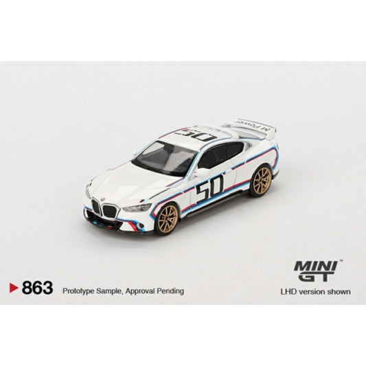 PRE ORDER STOCKS DUE JULY / AUGUST 2025 1/64 MINI GT MGT00863-BL BMW 3.0 CSL WHITE (LHD) BLISTER PACKAGING