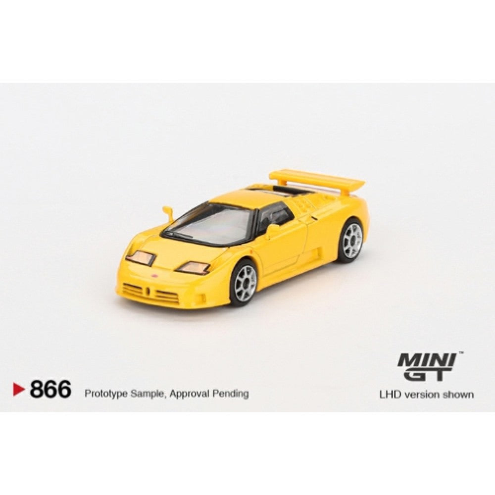 PRE ORDER STOCKS DUE JULY /AUGUST 2025 1/64 MINI GT MGT00866-L BUGATTI EB110 SUPER SPORT GIALLO BUGATTI (LHD)