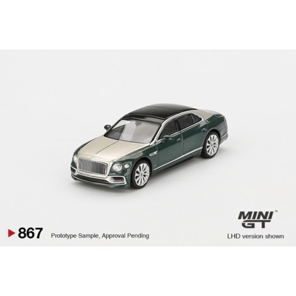 PRE ORDER STOCKS DUE JULY /AUGUST 2025 1/64 MINI GT MGT00867-L BENTLEY FLYING SPUR WHITE SAND VERDANT (LHD)