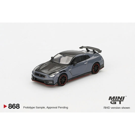 PRE ORDER STOCKS DUE JULY /AUGUST 2025 1/64 MINI GT MGT00868-BL NISSAN GT-R NISMO 2024 NISMO STEALTH GREY (LHD) BLISTER PACKAGING