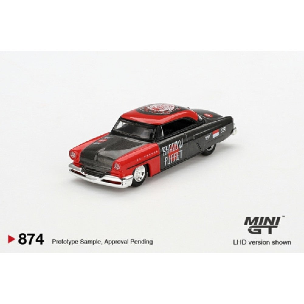 PRE ORDER STOCKS DUE JULY / AUGUST 2025 1/64 MINI GT MGT00874-BL LINCOLN CAPRI HOT ROD 1954 SHADOW PUPPET MINI GT X MIZU (LHD) BLISTER PACKAGING