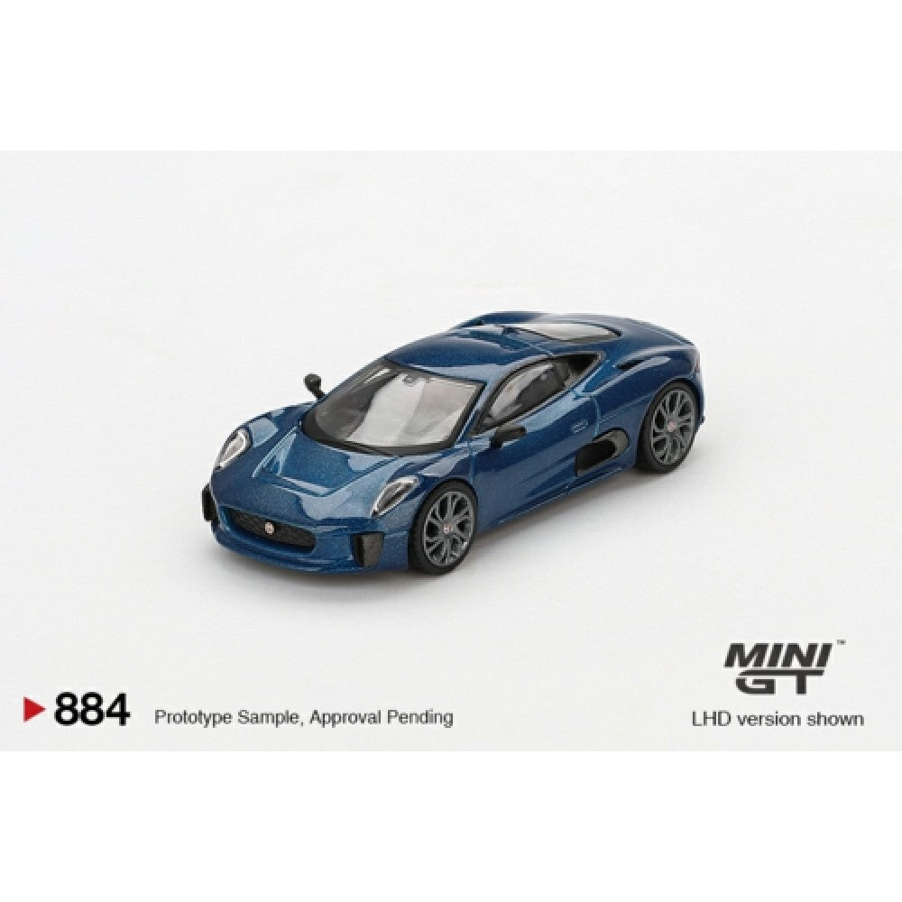 PRE ORDER STOCKS DUE JULY / AUGUST 2025 1/64 MINI GT MGT00884-BL JAGUAR C-X75 BLUE (LHD) BLISTER PACKAGING