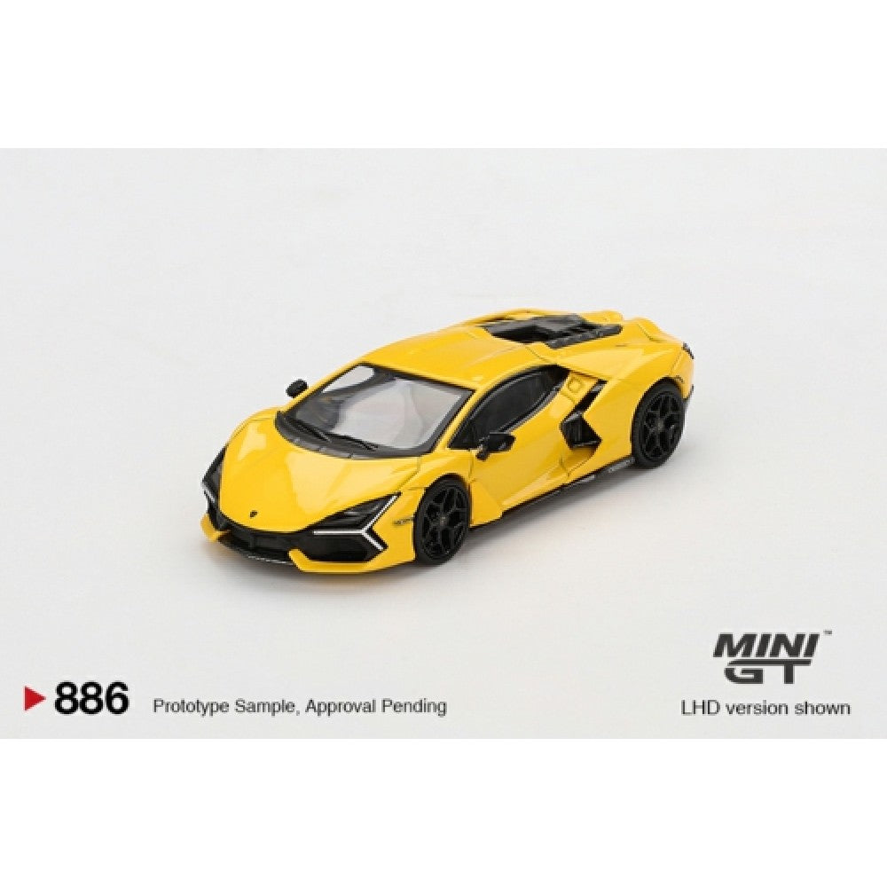 PRE ORDER STOCKS DUE JULY / AUGUST 2025 1/64 MINI GT MGT00886-BL LAMBORGHINI REVUELTO GIALLO (LHD) BLISTER PACKAGING