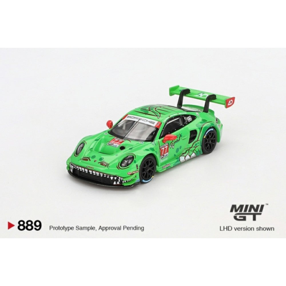 PRE ORDER STOCKS DUE JULY / AUGUST 2025 1/64 MINI GT MGT00889-BL PORSCHE 911 GT3 R NO.77 AO RACING 2024 IMSA DAYTONA 24 HRS GTD PRO 2ND PLACE (LHD) BLISTER PACKAGING