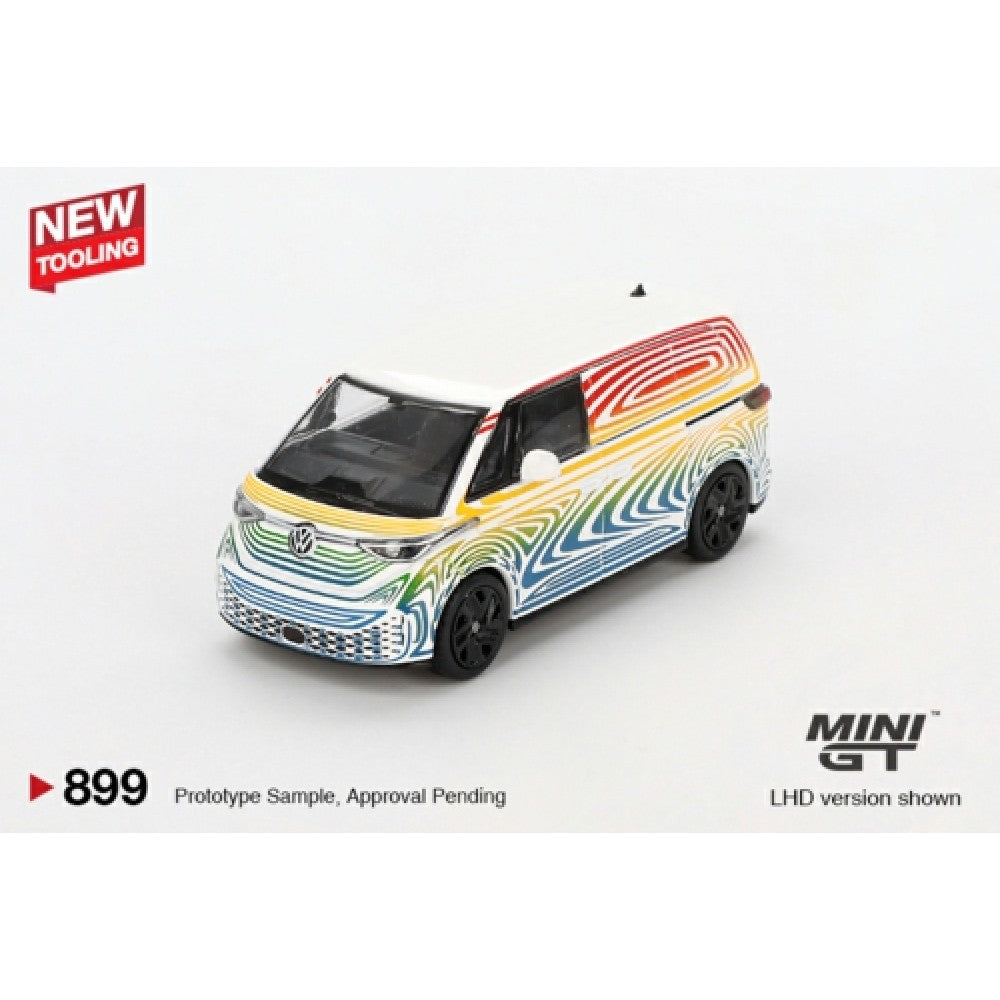 PRE ORDER STOCKS DUE AUGUST /SEPTEMBER 2025 1/64 MINI GT MGT00899-BL VW ID.BUZZ PROTOTYPE RAINBOW (LHD) BLISTER PACKAGING