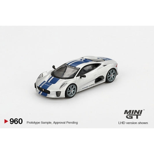 PRE ORDER STOCKS DUE JULY / AUGUST 2025 1/64 MINI GT MGT00960-BL JAGUAR C-X75 SILVER (LHD) BLISTER PACKAGING