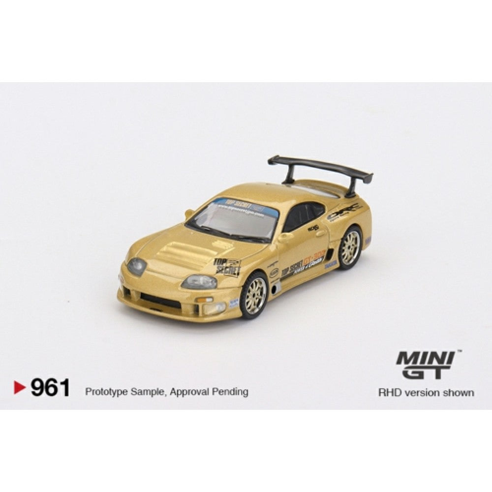 PRE ORDER STOCKS DUE JULY / AUGUST 2025 1/64 MINI GT MGT00961-BL TOYOTA SUPRA (A80) TOP SECRET GT-300 TOP SECRET GOLD (RHD) BLISTER PACKAGING