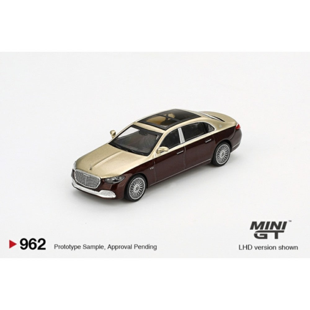 PRE ORDER STOCKS DUE JULY / AUGUST 2025 1/64 MINI GT MGT00962-BL MERCEDES-MAYBACH S680 GOLD/DARK RED METALLIC (LHD) BLISTER PACKAGING