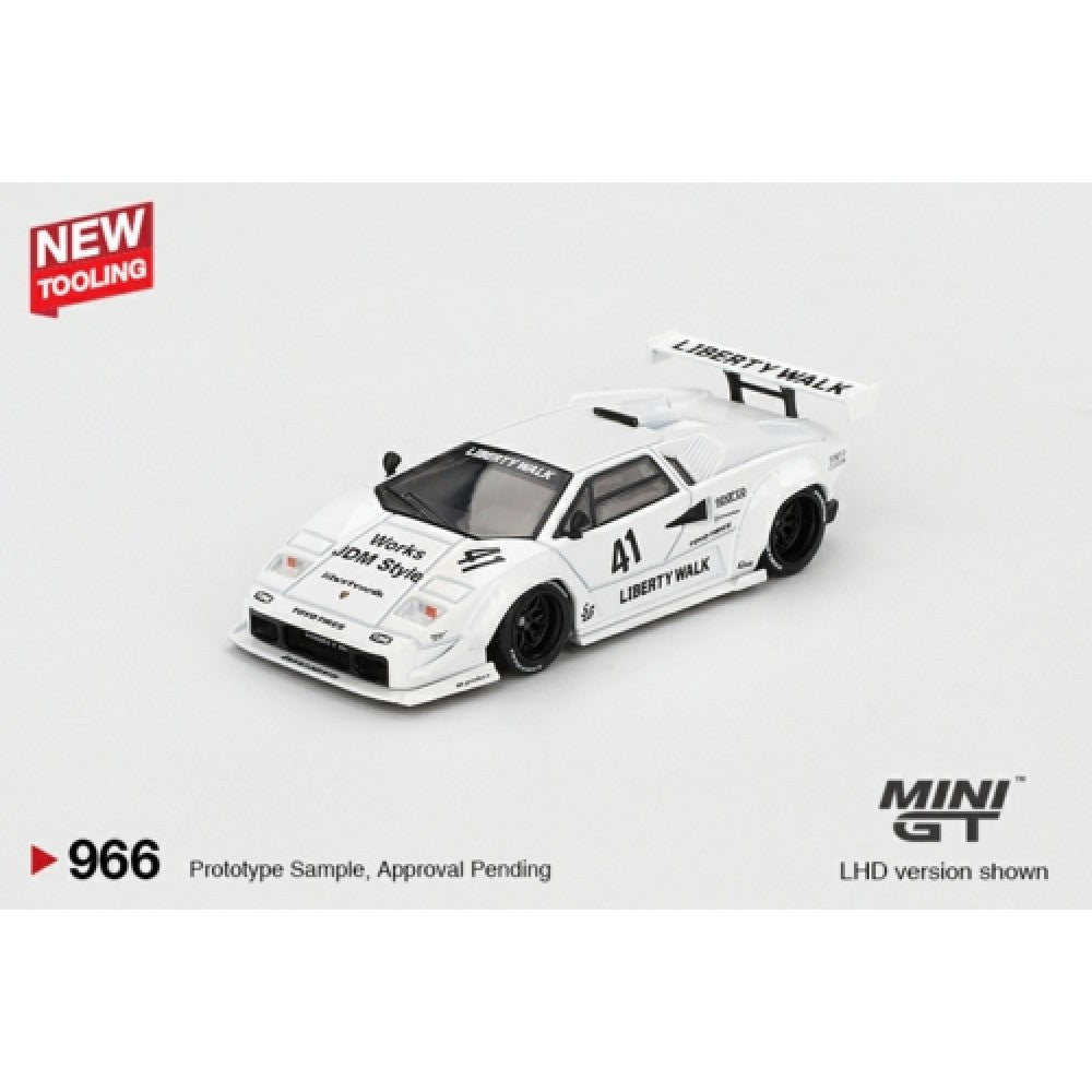 PRE ORDER STOCKS DUE OCTOBER / NOVEMBER 2025 1/64 MINI GT MGT00966-BL LAMBORGHINI COUNTACH LB-WORKS WHITE 2024 TOKYO AUTO SALON (LHD) BLISTER PACKAGING