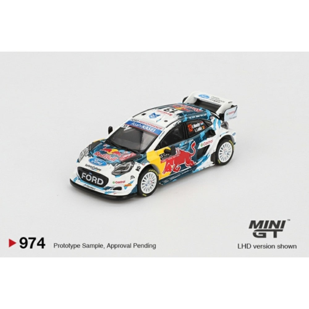 PRE ORDER STOCKS DUE OCTOBER / NOVEMBER 2025 1/64 MINI GT MGT00974-BL FORD PUMA RALLY1 NO.13 M-SPORT FORD WRT 2024 RALLY MONTE CARLO (LHD) BLISTER PACKAGING