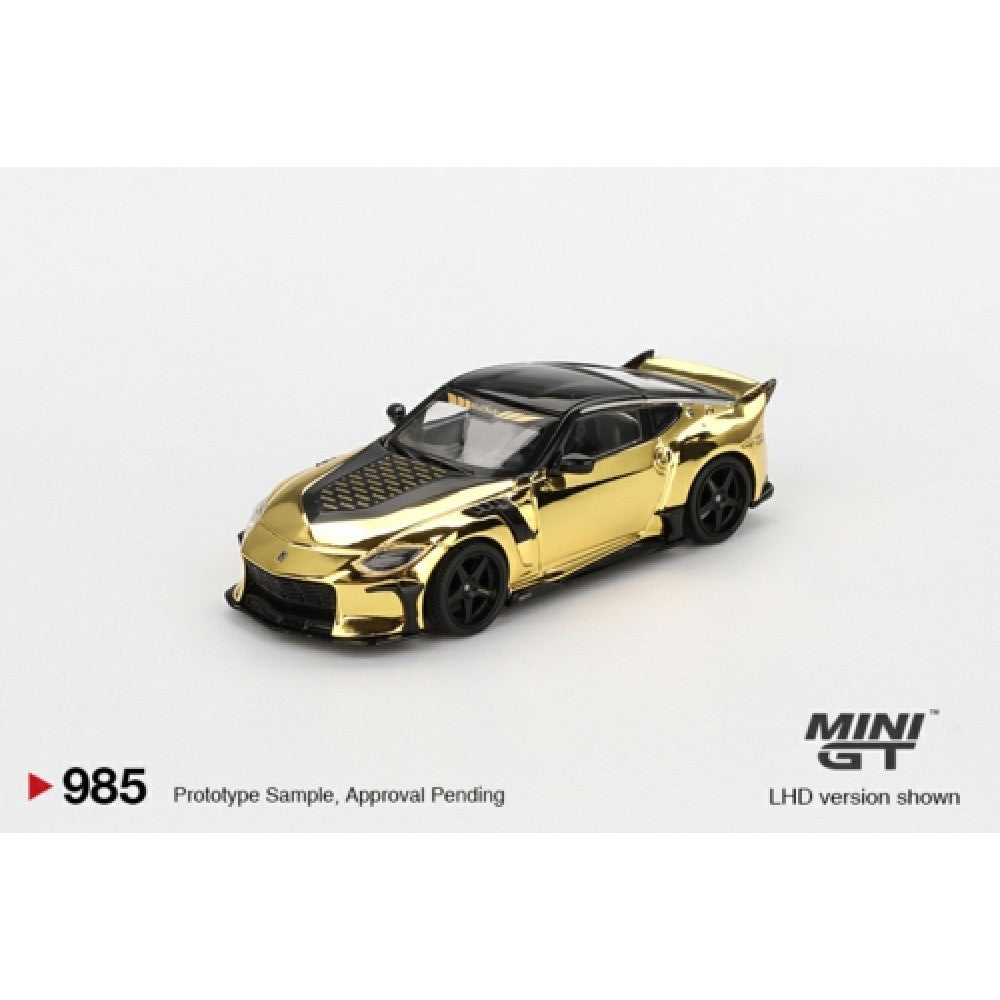 PRE ORDER STOCKS DUE NOVEMBER / DECEMBER 2025 1/64 MINI GT MGT00985-BL NISSAN Z VEILSIDE FFZ400 GOLD CHROME (LHD) BLISTER PACKAGING