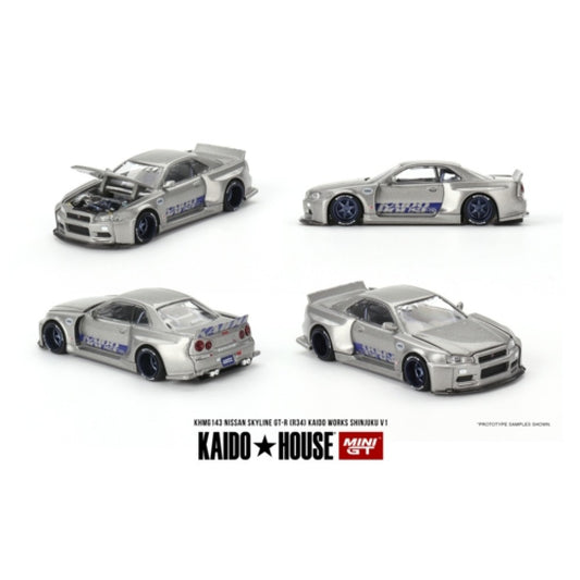 PRE ORDER STOCKS DUE JANUARY / FEBRUARY 2025 1/64 MINI GT MGTKHMG143 NISSAN SKYLINE GT-R (R34) KAIDO WORKS SHINJUKU V1