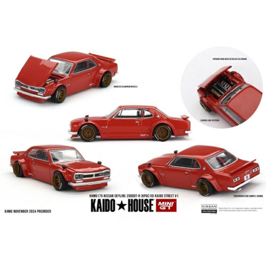 PRE ORDER STOCKS DUE JULY / AUGUST 2025 1/64 MINI GT MGTKHMG175 NISSAN SKYLINE 2000GT-R (KPGC10) KAIDO STREET V1