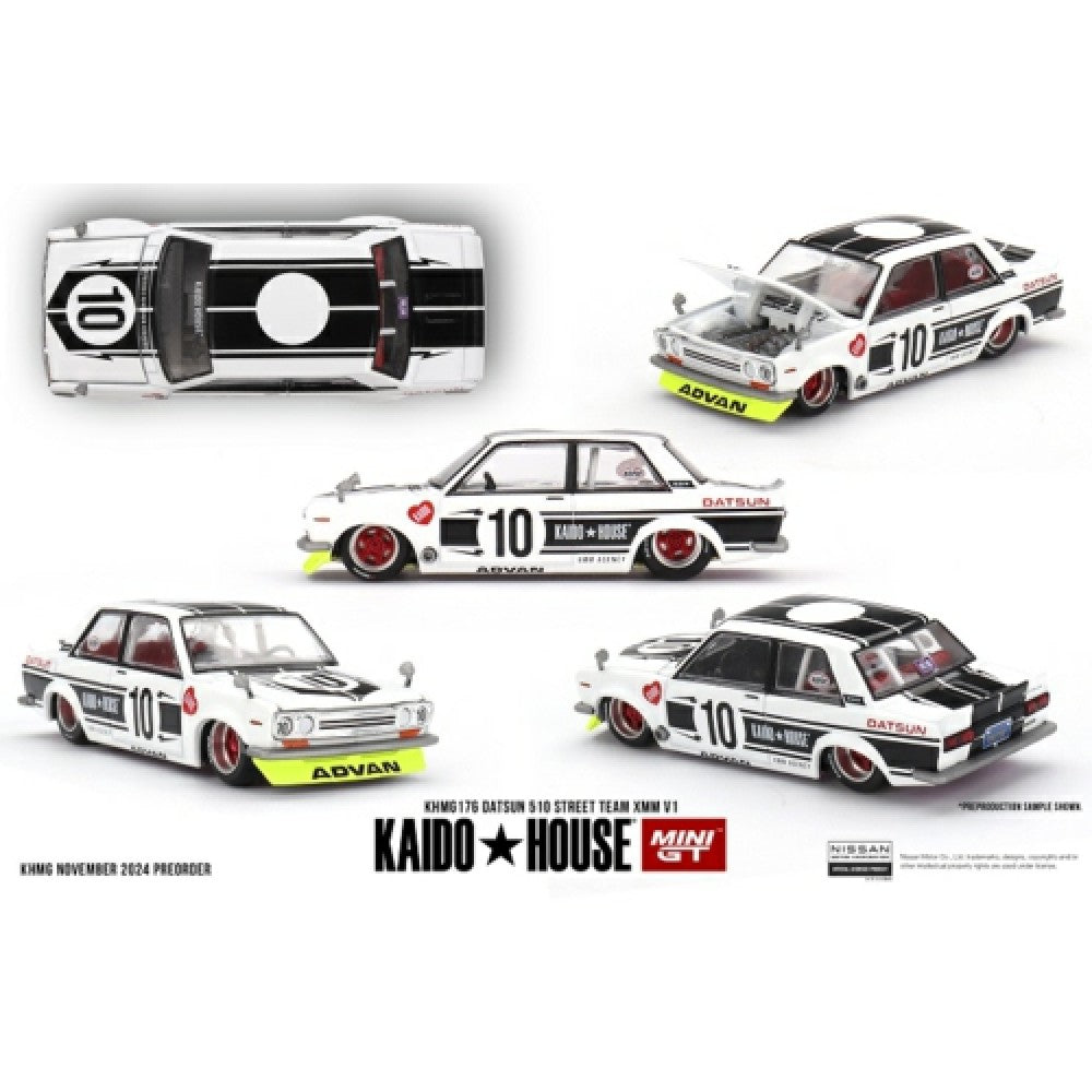 PRE ORDER STOCKS DUE JULY / AUGUST 2025 1/64 MINI GT MGTKHMG176 DATSUN 510 STREET TEAM XMM V1