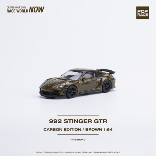 THIS ITEM IS AVAILABLE TO ORDER FROM OUR SUPPLIER - 1/64 POP RACE PR640049 992 STINGER GTR CARBON EDITION BROWN